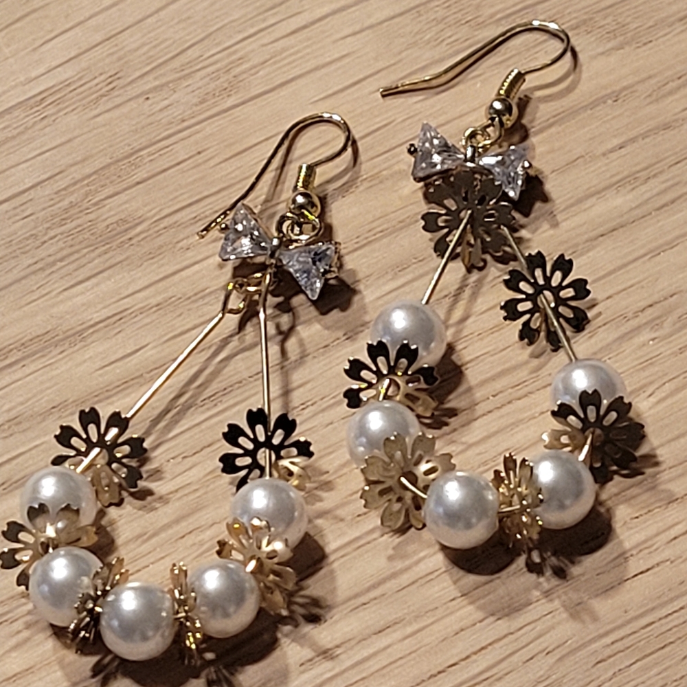 Pearl and Gold Plated Earrings